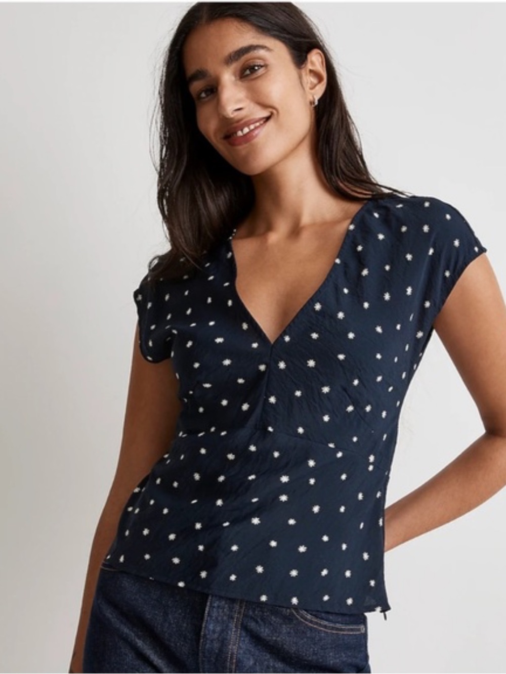 Madewell Ditsy Floral V-Neck Top 6